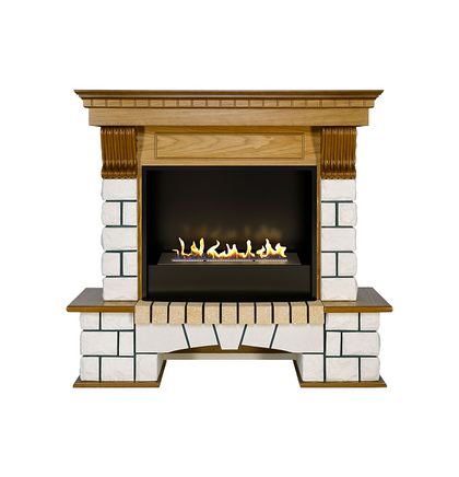 Биокамин в портале Firezo Pierre Luxe (Белый дуб)