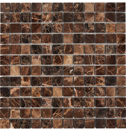 Мозаика мрамор PIX 217 Dark Emperador, чип 23x23 мм, Полированная