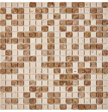 Мозаика мрамор PIX 273 Emperador Light, Crema Nova, чип 15x15 мм, Полированная