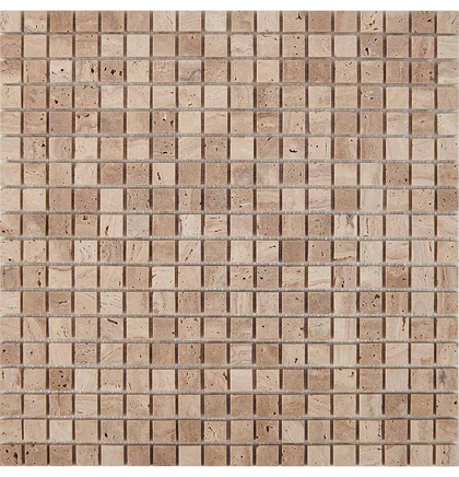 Мозаика травертин PIX 259 Travertine, чип 15х15 мм, Матовая